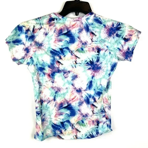 Splendid Girl’s Two Piece Blue Tie Dye Short Sleeve Rashguard Set Size 16